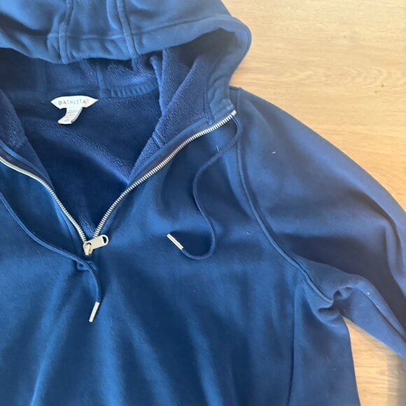 ATHLETA Cozy Karma 1/4 Zip Hoodie Enchanted Blue Sport Sweatshirt size XL - Picture 5 of 11